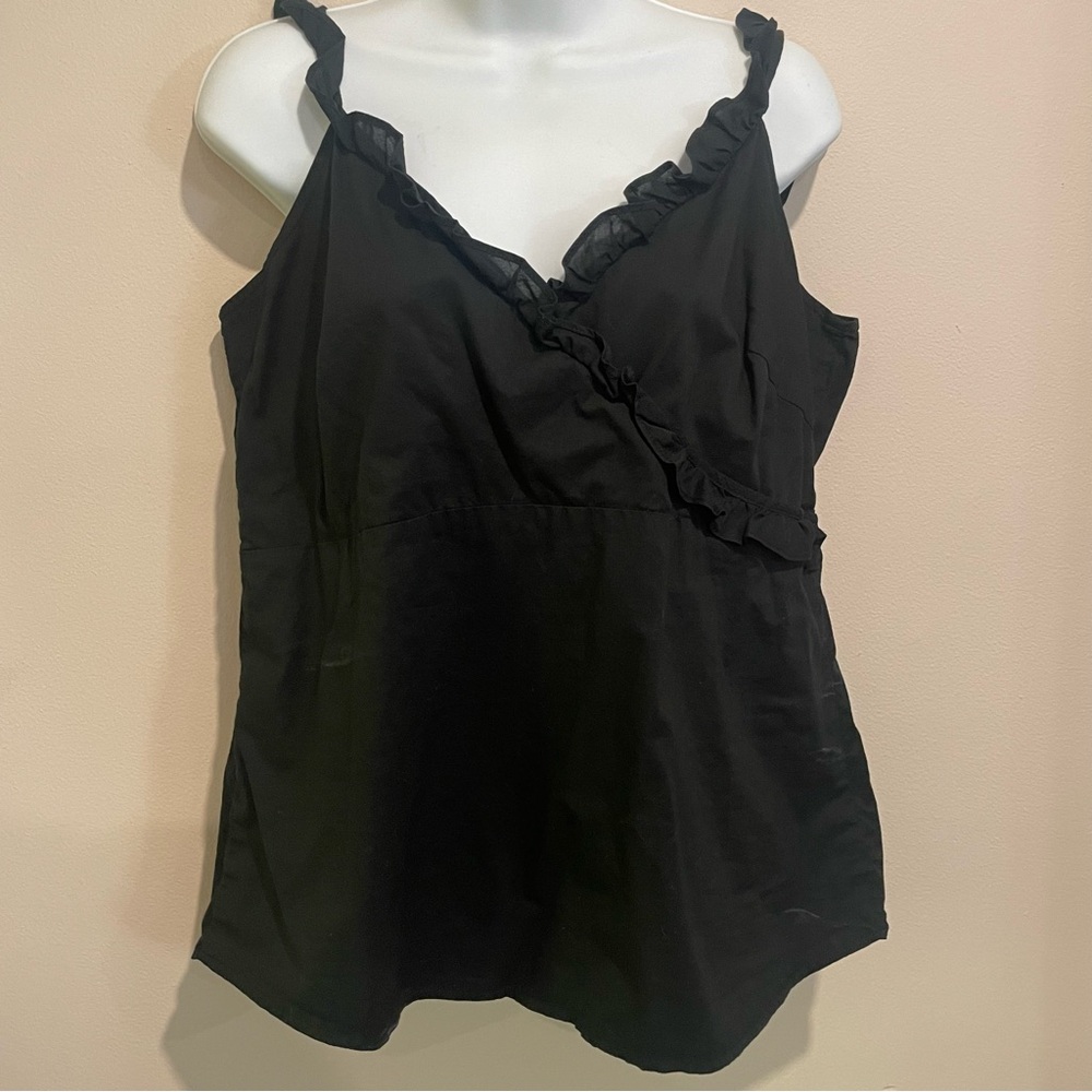 Gap Black Ruffle Crossbody Tank Top Clean Girl Minimalist Ballet-core Casual - Picture 6 of 6
